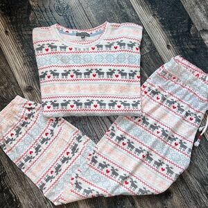 PJ Salvage Gray and Red Patterned Pajama Set